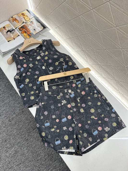 C*♥2025 new product Denim vest set