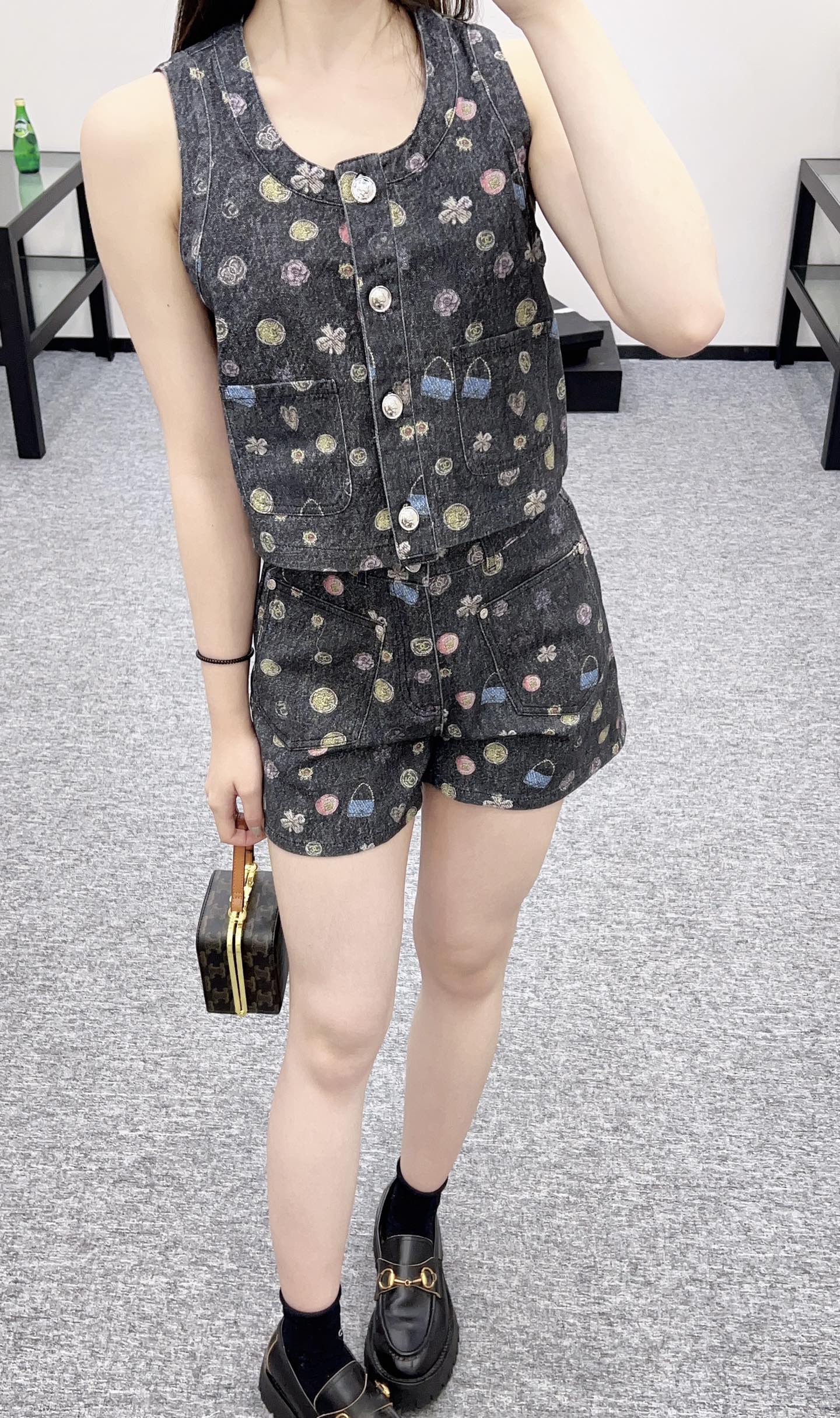 C*♥2025 new product Denim vest set