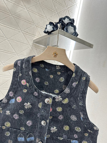 C*♥2025 new product Denim vest set