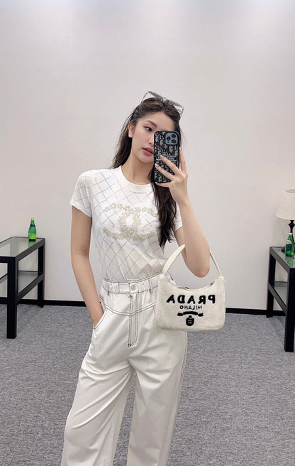 C*♥2025 new product Beaded short sleeves