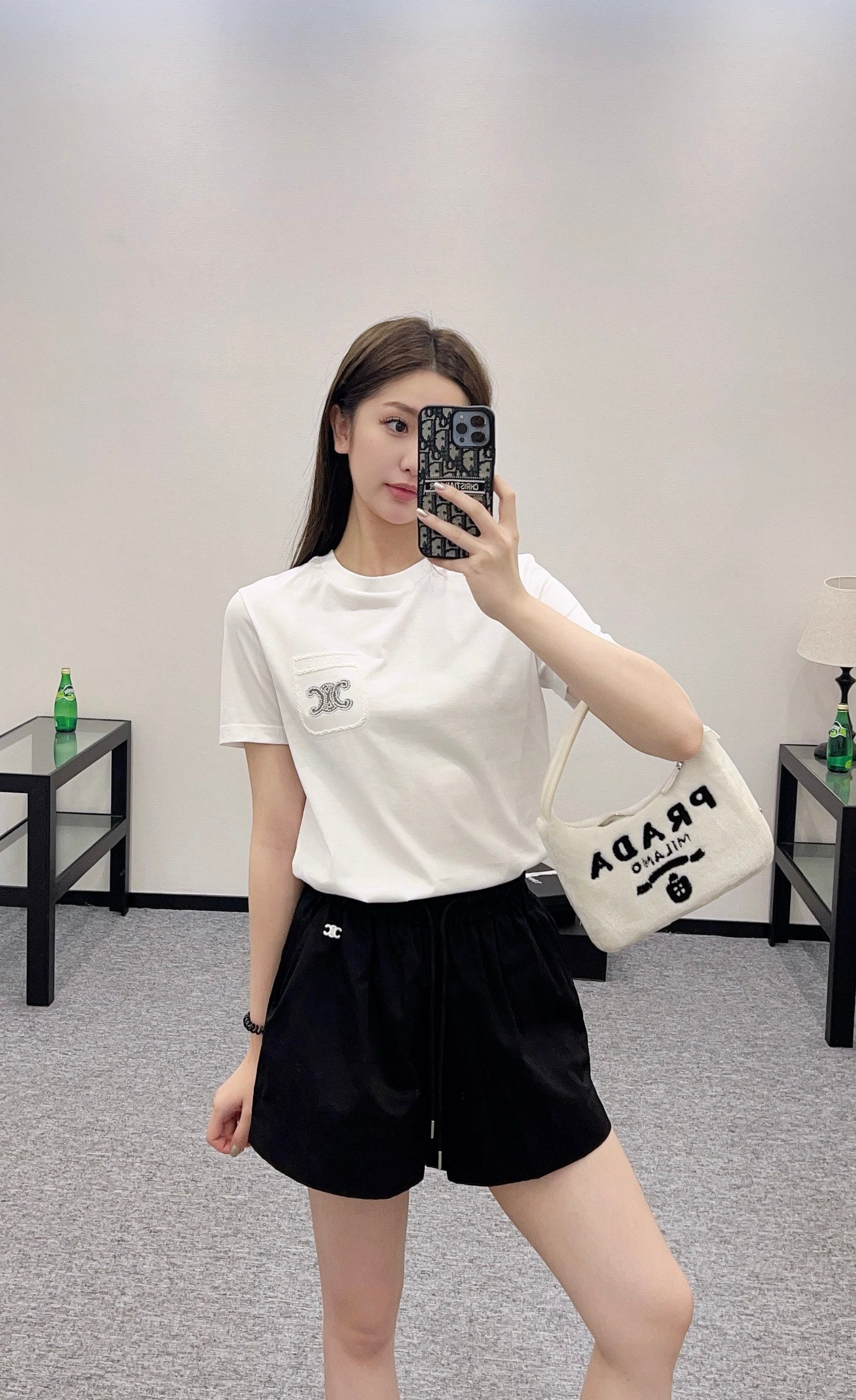 C*♥New product Embroidered short sleeves