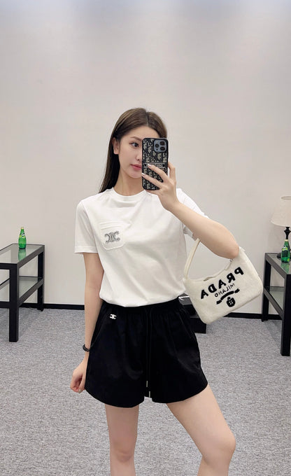 C*♥New product Embroidered short sleeves