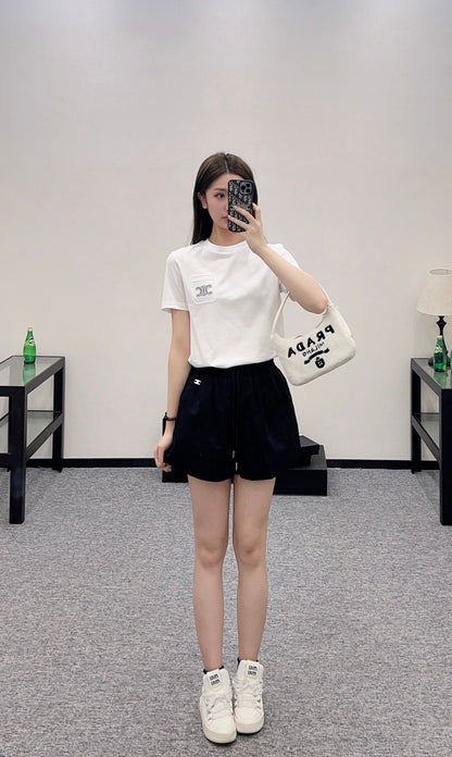 C*♥New product Embroidered short sleeves