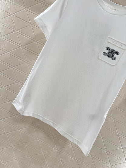 C*♥New product Embroidered short sleeves