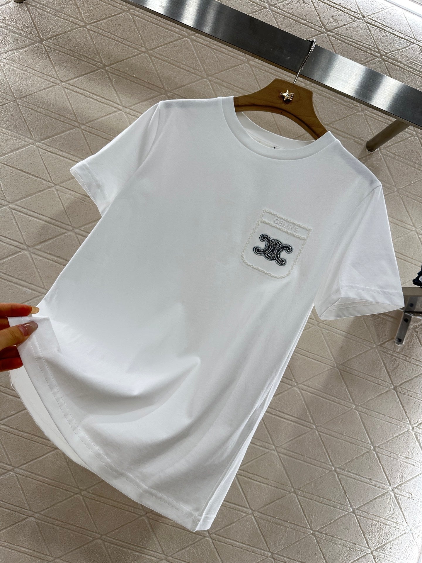 C*♥New product Embroidered short sleeves