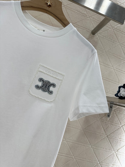 C*♥New product Embroidered short sleeves
