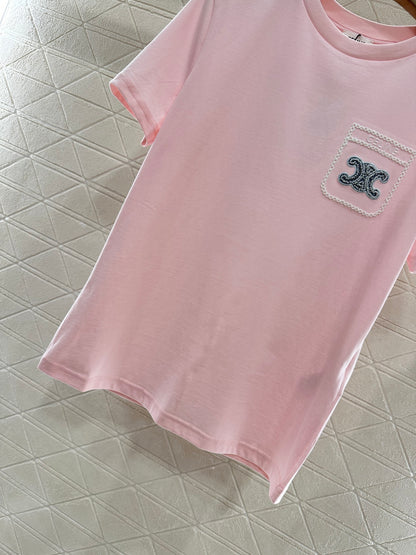 C*♥New product Embroidered short sleeves