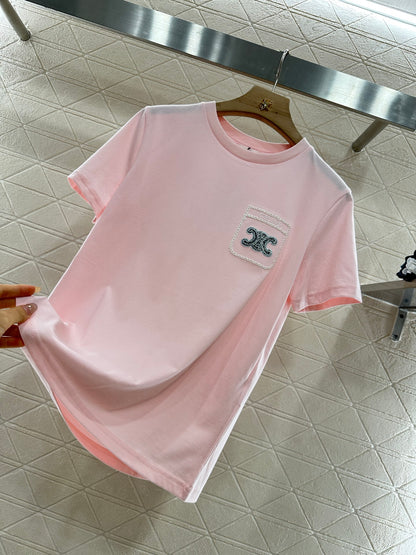 C*♥New product Embroidered short sleeves