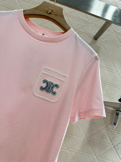 C*♥New product Embroidered short sleeves