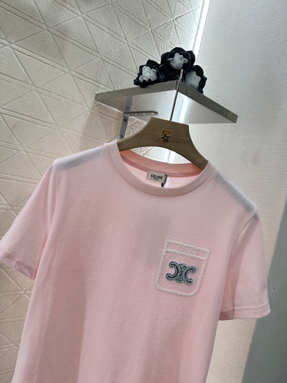 C*♥New product Embroidered short sleeves