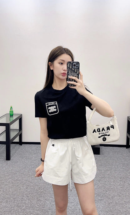 C*♥New product Embroidered short sleeves
