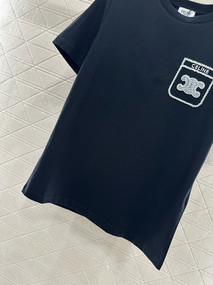 C*♥New product Embroidered short sleeves