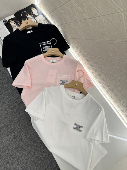 C*♥New product Embroidered short sleeves