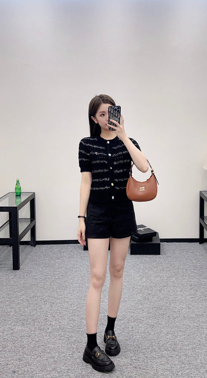 C*♥New Arrival Knitted short-sleeved cardigan