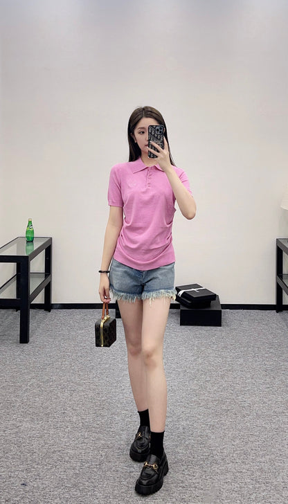 L*♥New arrival Knitted short sleeves