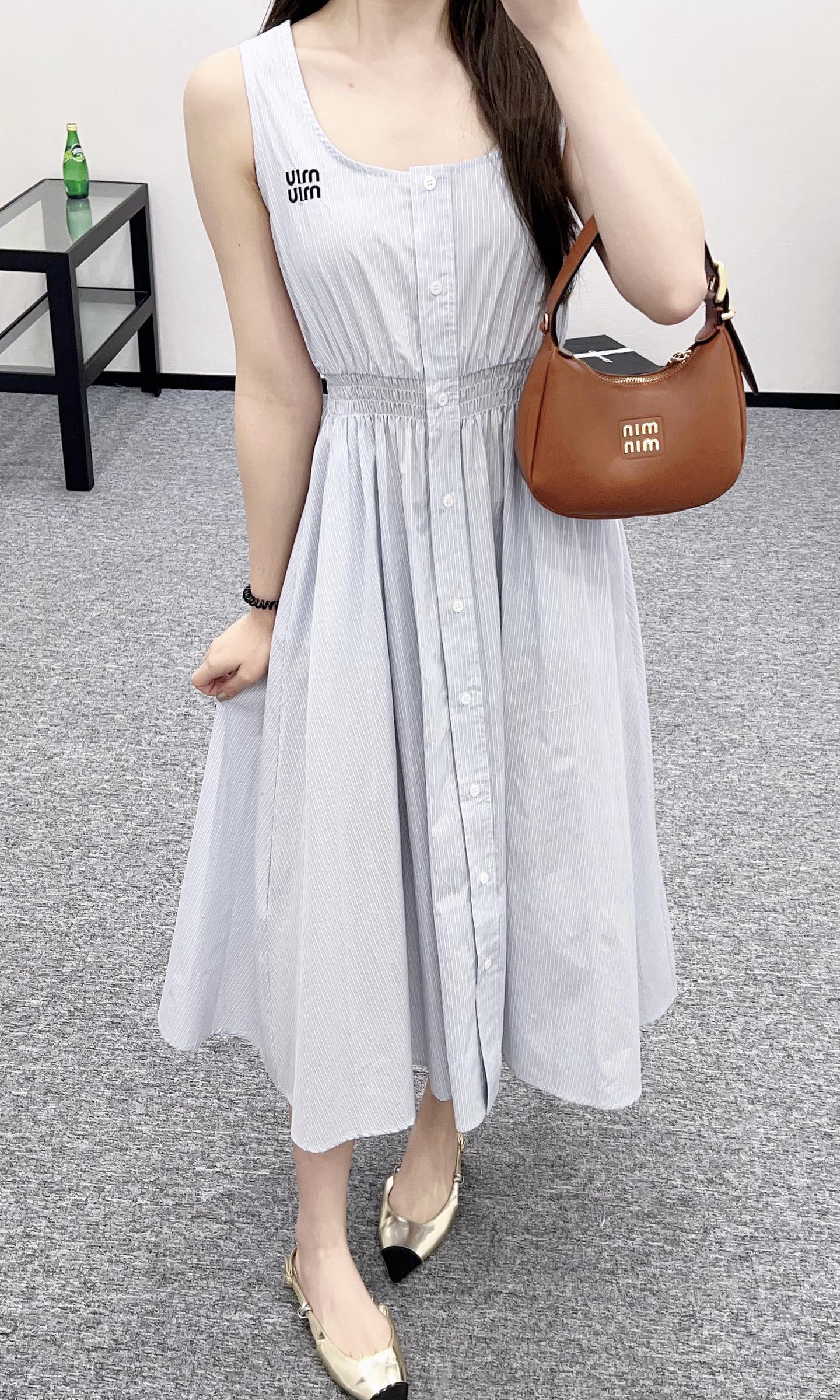 Mi*mi*♥2025 new product Striped vest dress