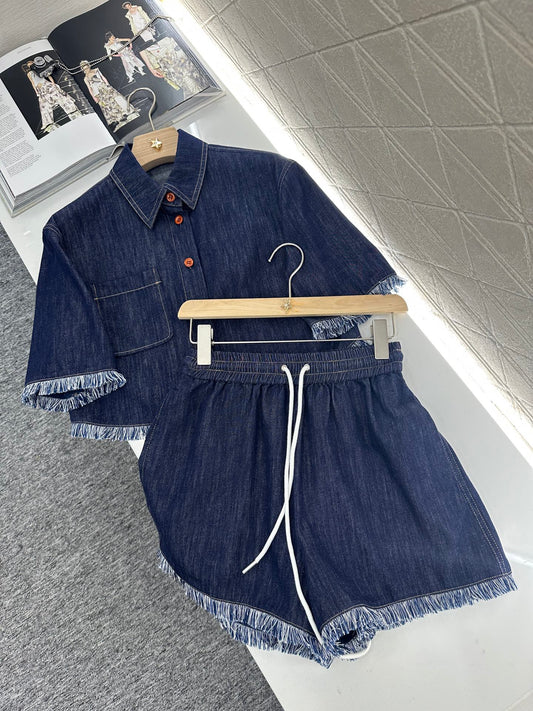 Z*♥2025 new product Denim shirt set