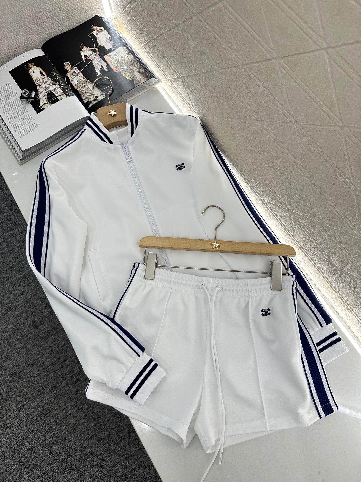 C*♥2025 new product Embroidered jacket and shorts set