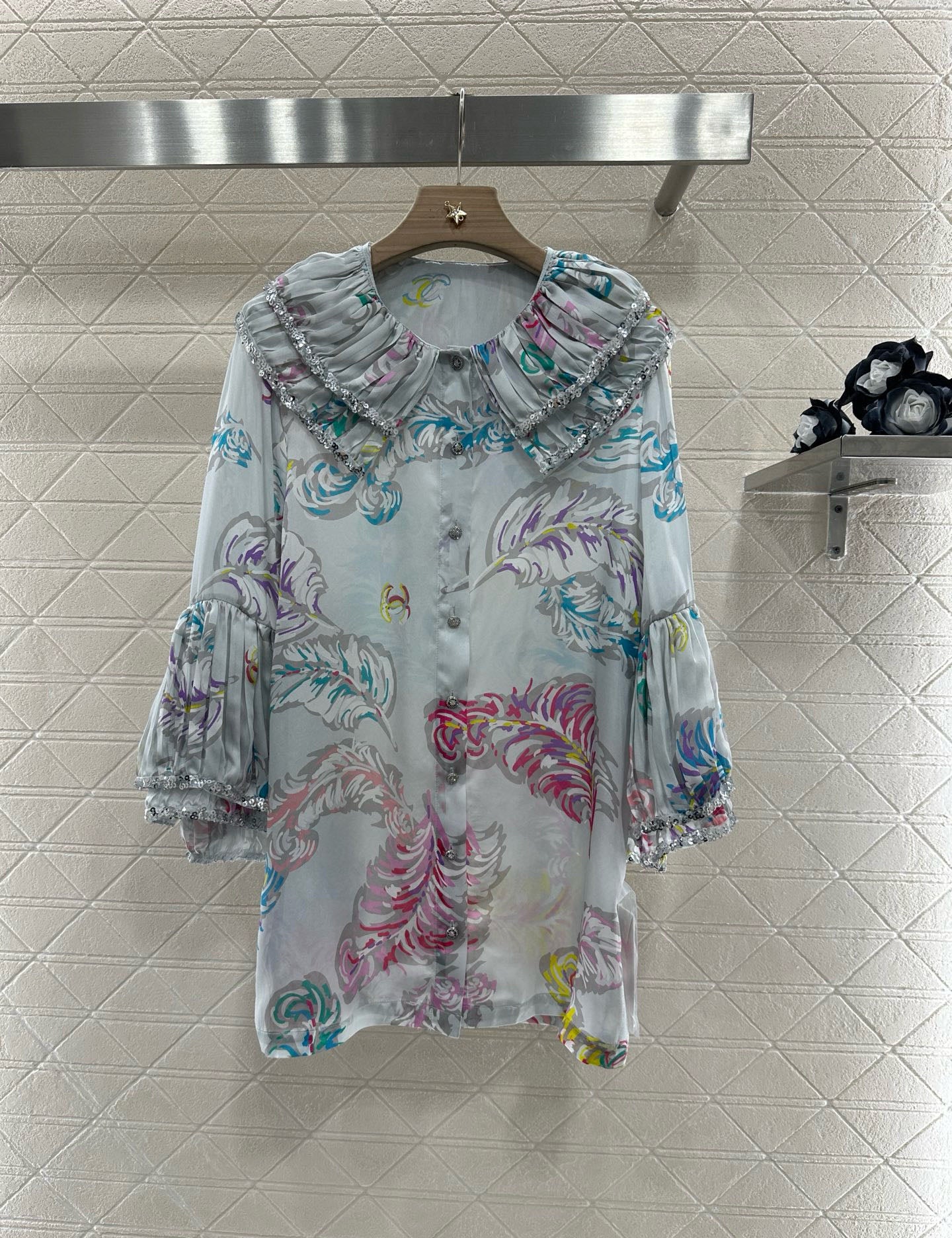C*♥2025 new product Silk sequin shirt dress