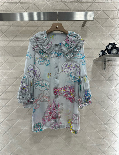 C*♥2025 new product Silk sequin shirt dress