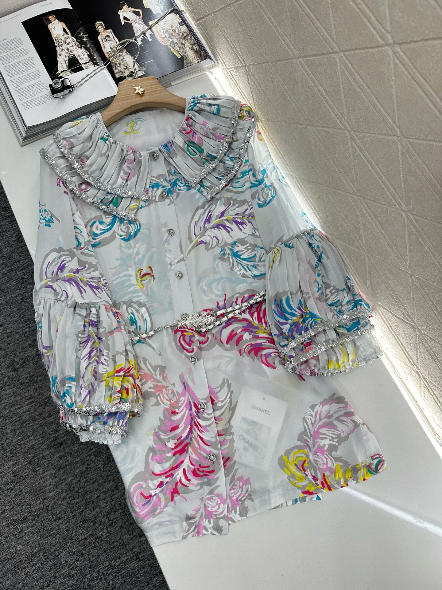 C*♥2025 new product Silk sequin shirt dress