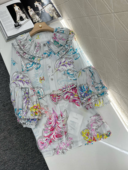 C*♥2025 new product Silk sequin shirt dress