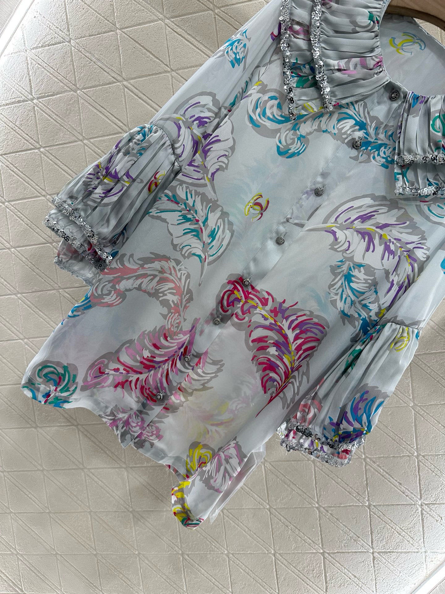 C*♥2025 new product Silk sequin shirt dress
