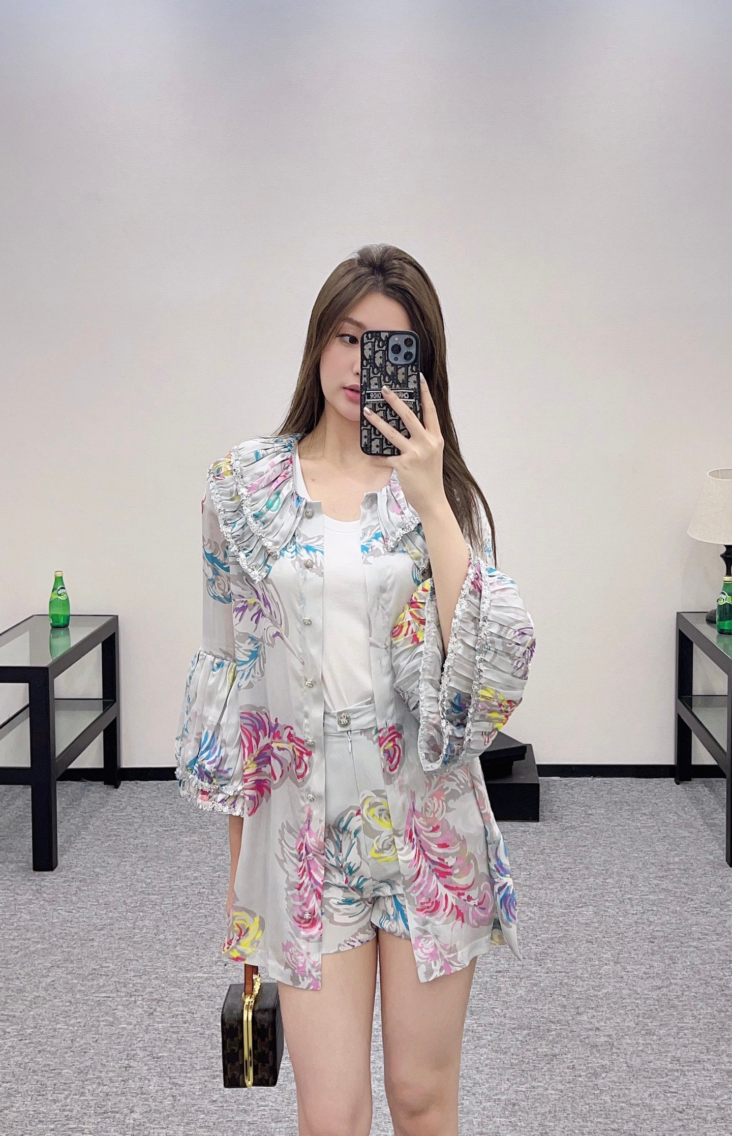 C*♥2025 new product Silk sequin shirt dress
