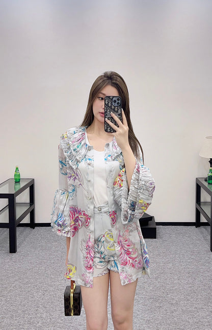 C*♥2025 new product Silk sequin shirt dress