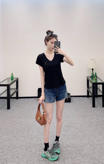 C*♥2025 new product Embroidered short sleeves