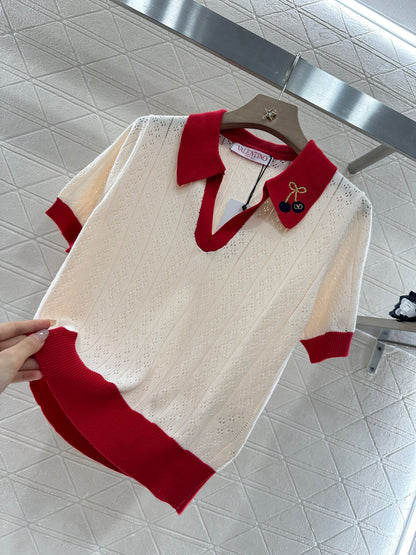 V*♥New Arrival Cherry knitted short sleeves