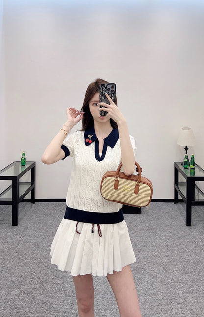 V*♥New Arrival Cherry knitted short sleeves
