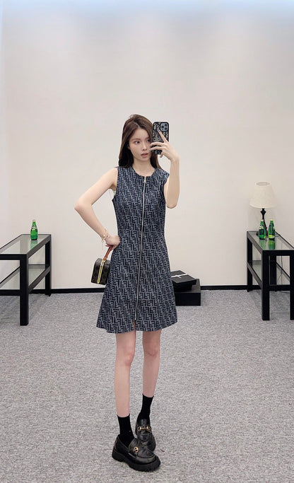 F*♥2025 new product Zipper vest dress
