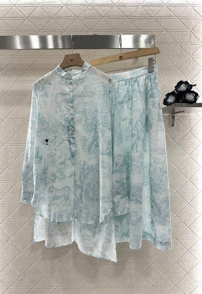 D*♥2025 new product Printed shirt and skirt set