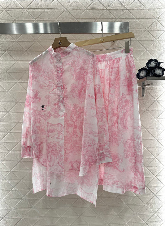 D*♥2025 new product Printed shirt and skirt set