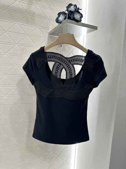 C*♥New product Hollow embroidered top