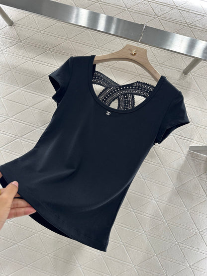 C*♥New product Hollow embroidered top