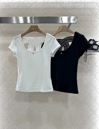C*♥New product Hollow embroidered top