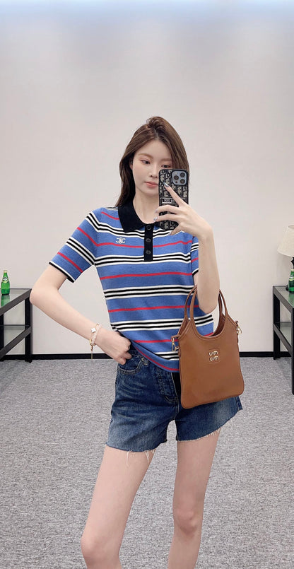 C*♥2025 new product Striped short sleeves