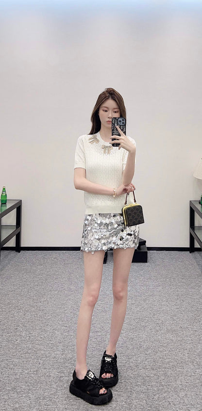 V*♥2025 new product Hollow knit top