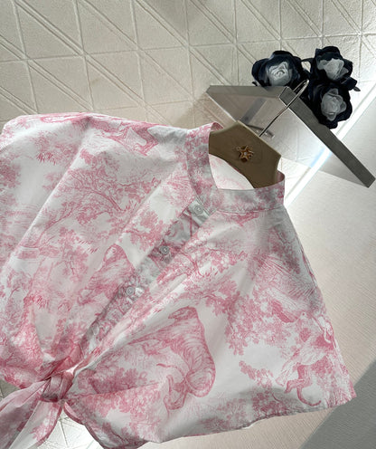 D*♥2025 new product Printed lace-up shirt