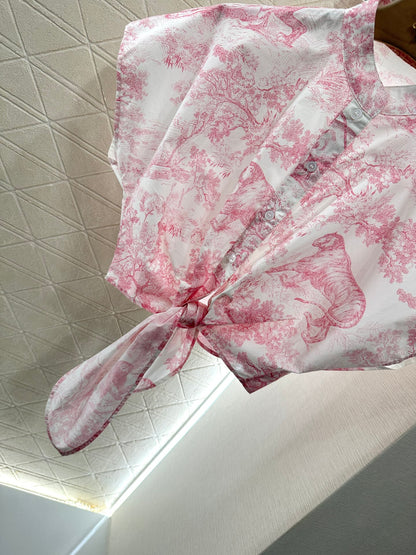 D*♥2025 new product Printed lace-up shirt