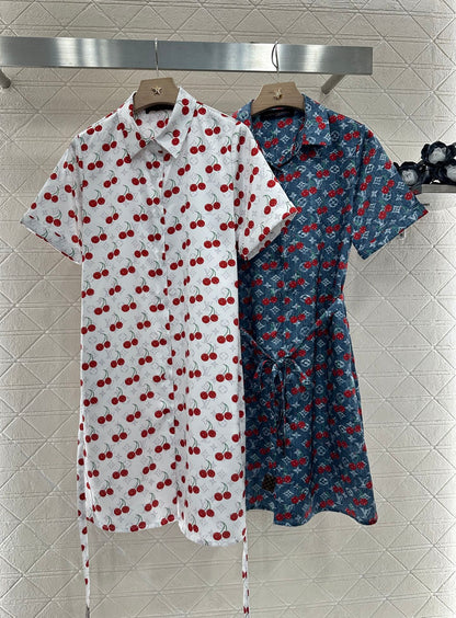 Louis *♥2025 new products Cherry belt dress