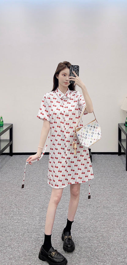 Louis *♥2025 new products Cherry belt dress