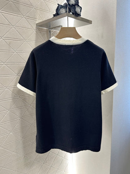 C*♥2025 new product Black and white knitted short sleeves