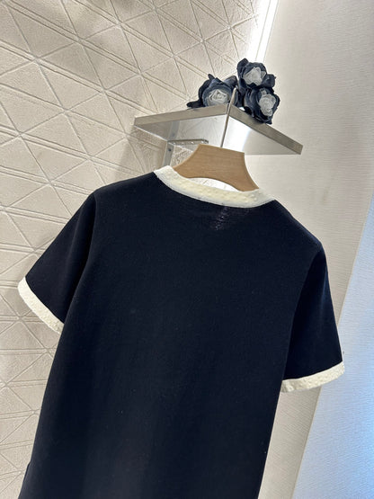 C*♥2025 new product Black and white knitted short sleeves