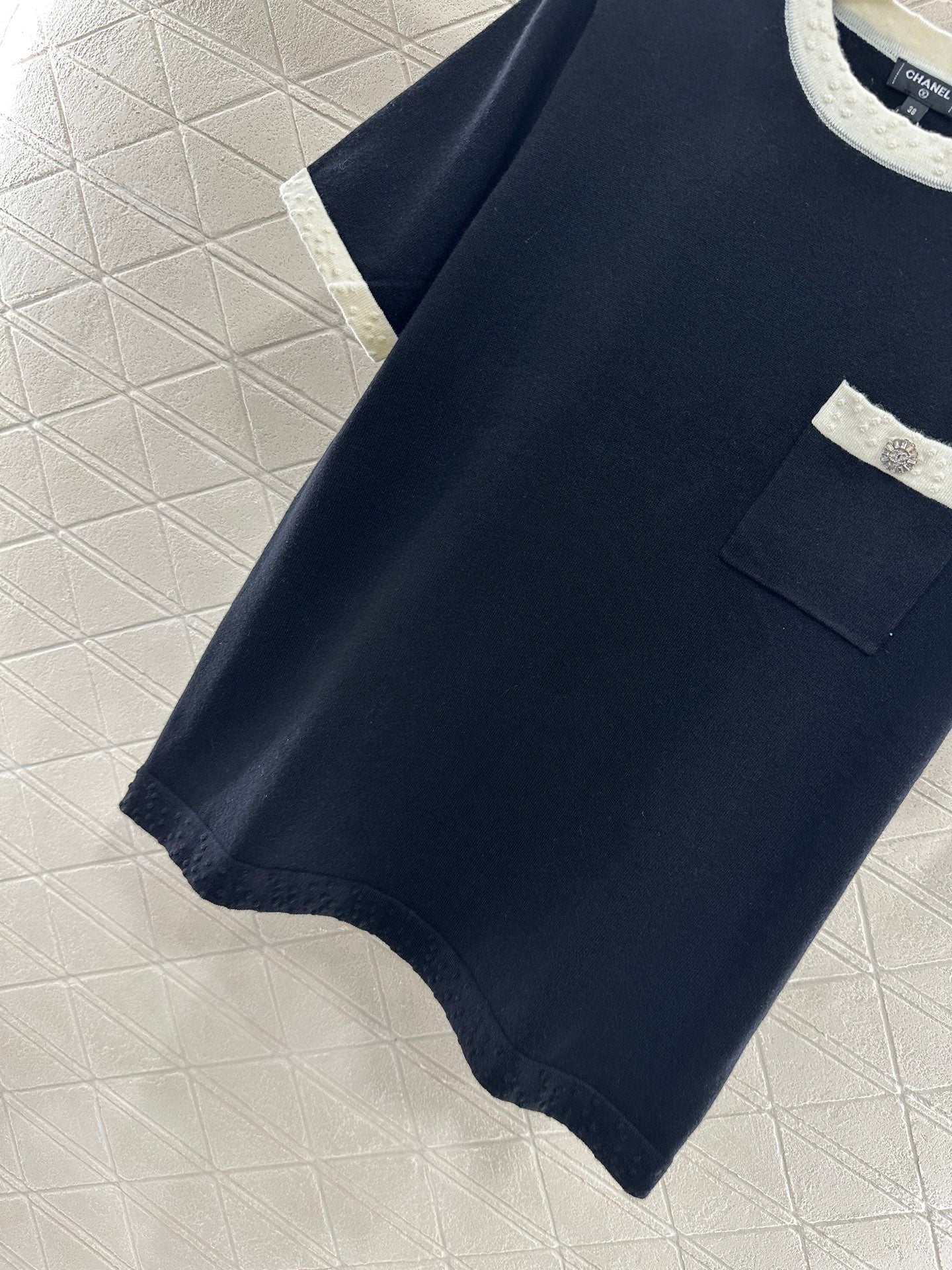 C*♥2025 new product Black and white knitted short sleeves