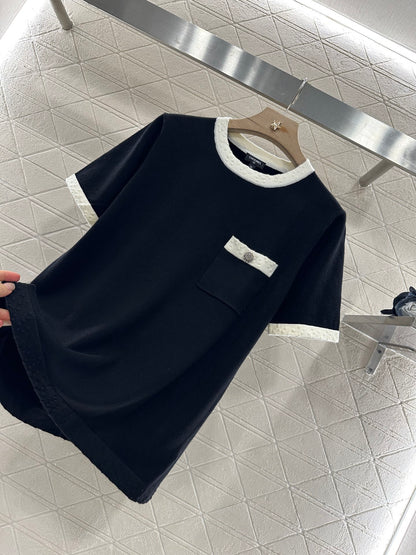 C*♥2025 new product Black and white knitted short sleeves