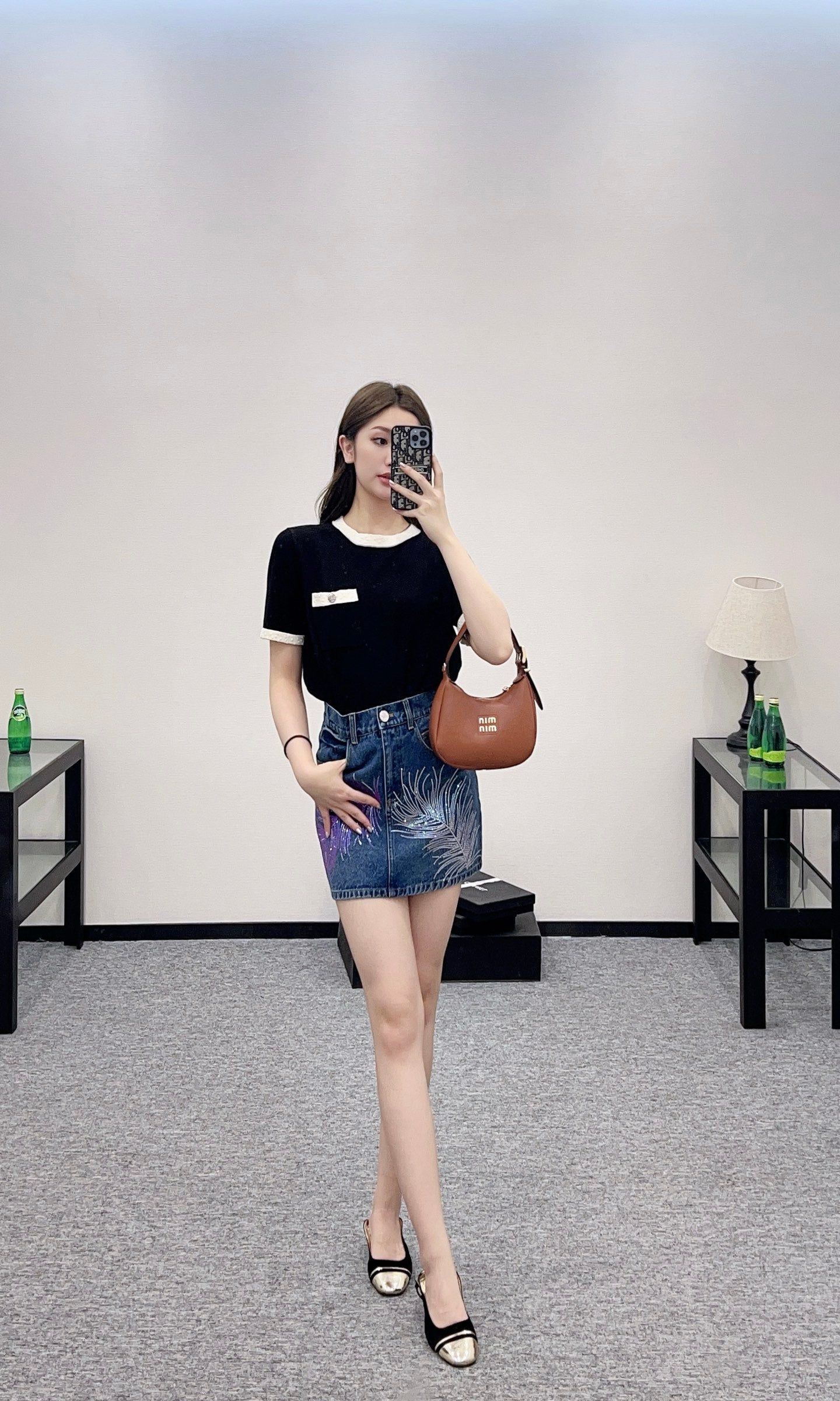 C*♥2025 new product Black and white knitted short sleeves