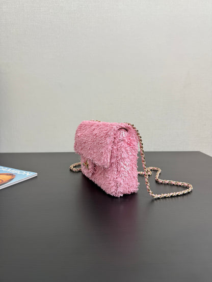 C* New Arrival Sequined CF Pink Flap Bag